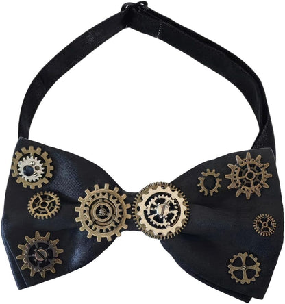 Steampunk Bowtie Gears Retro Cosplay Halloween Accessories, One Size, Black