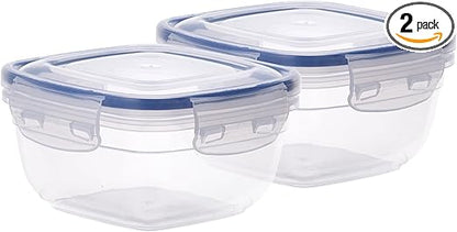 Superio Plastic Food Storage Containers with airtight Lid for Pantry, 2 Pack, Fridge- 80 Oz- BPA Free, Leakproof Sealed Container- Microwave, Dishwasher and Freezer Safe, Clear (Clear)
