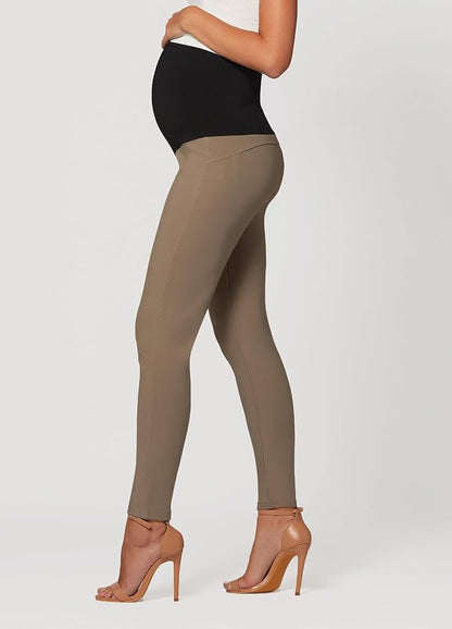 White Color Conceited Stretch Ponte Pants for Women - Dressy Leggings - High Waist Shaping Butt Lifting