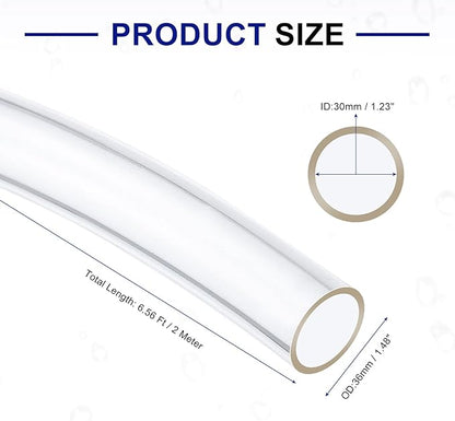 uxcell PVC Tubing, 30mm ID x 36mm OD - 6 Feet Long Clear Vinyl Water Pipe, Lightweight Plastic Flexible Water Pipe for Aquaponics, Air Hose, Irrigation