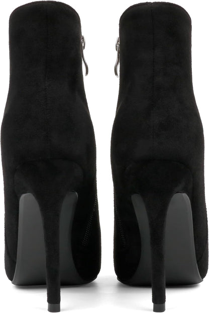 Ankle Boots for Women 4IN Stiletto High Heel Pointed Toe Boots with Zipper