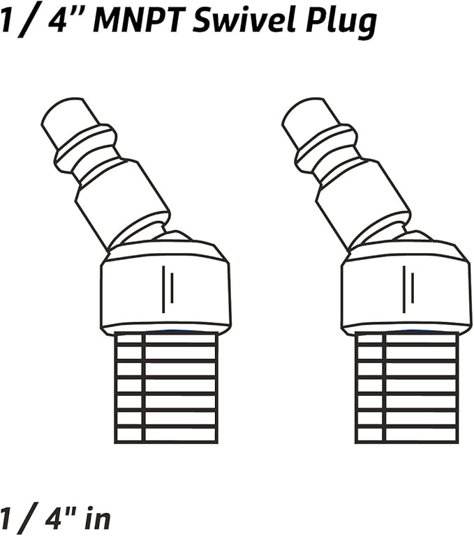 WYNNsky Industrial 1/4" NPT Male Thread Swivel Air Plug- 2 Pieces 1/4 inch Automotive Steel Swivel Coupler Plug