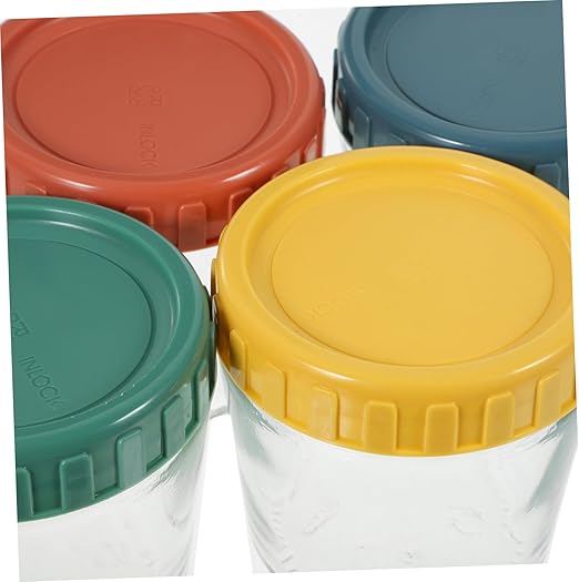 Glass Food Container 4pcs Lid Glass Jar Glass Tea Canister Yogurt Cup Coffee Canisters Cereals Container Glass Canisters with Airtight Lids Glass Sugar Container Food Jar Seal