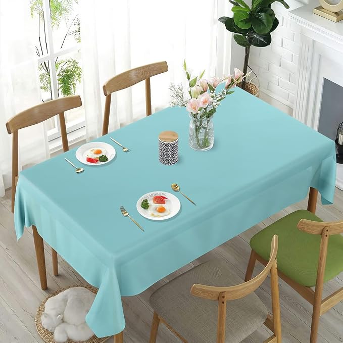 Disposable Teal Table Cloth - Rectangle Table Cover, Plastic, Perfect for Parties, Weddings - 6 Foot