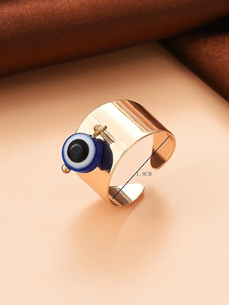 Rings for Women Evil Eye Detail Bead Decor Cuff Ring