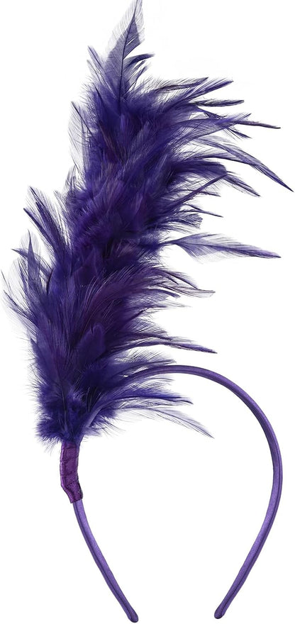 1920s Feather Fascinator Headband for Women Kentucky Derby Headpiece Fascinator Hats for Cocktail Wedding Tea Party