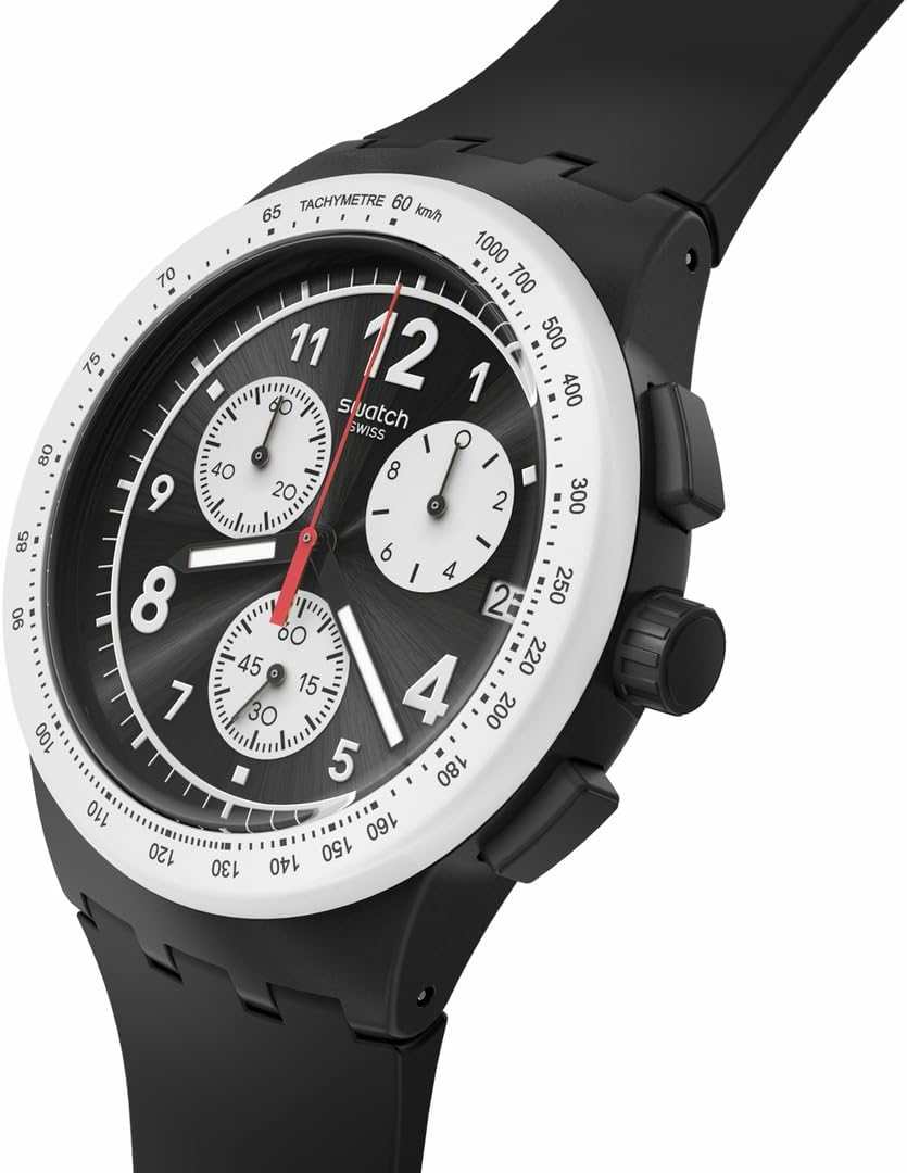Swatch Chrono 42 Unisex Watch Dress Stainless Steel Black Automatic Waterproof Nothing Basic About Black