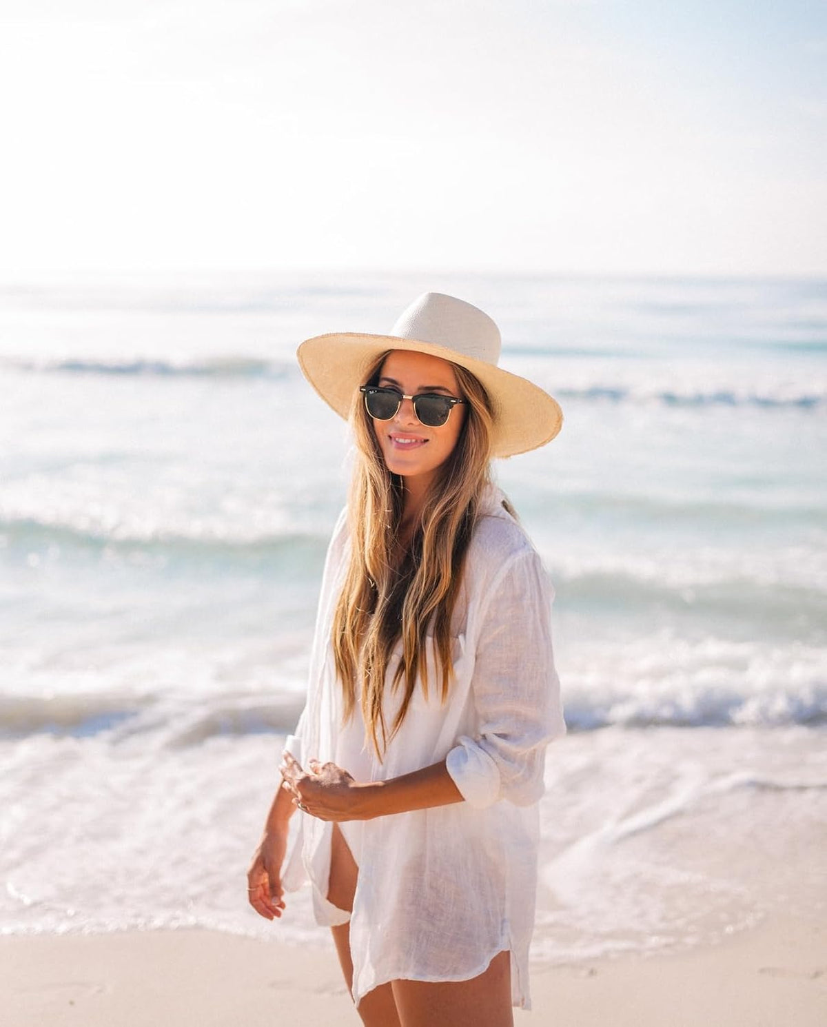 Zoye Chen Women’s Bikini Swimsuit Cover Up Button Down V Neck Shirts Long Sleeve Blouse Beachwear Bathing Suit