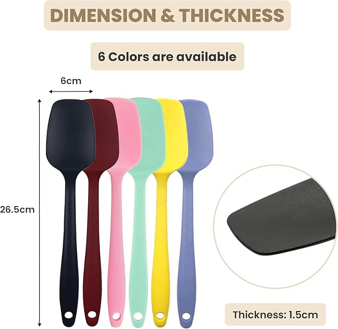 High Heat Flexible Silicone Spoon Spatula - 10.4in Seamless Baking Bowl Scraper and Cooking Scraper for Nonstick Cookware - Silicone Spatulas for Kitchen Use (Red)
