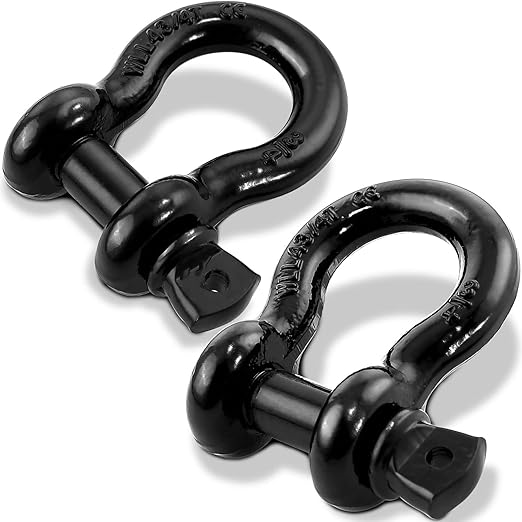 Shackles 3/4"(2 Pack) D-Ring Shackle Rugged 28.5 Ton (57,000 Lbs) Maximum Break Strength Heavy Duty Tow Shackles Perfect Shackle work with Tow Strap, Winch, Off-Road Jeep Truck Vehicle Recovery