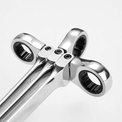 FLZOSPER 12-Piece Flexible Head Ratcheting Wrench Set,Metric Combination Spanner Kit, 8-19mm Chrome Vanadium Steel Ratchet Wrench Set with Portable Suspended Toolbox