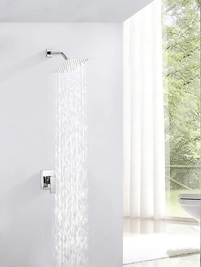 GGStudy Square 8 Inch Square Stainless Steel Shower Head - Rain Style Shower Head Chrome