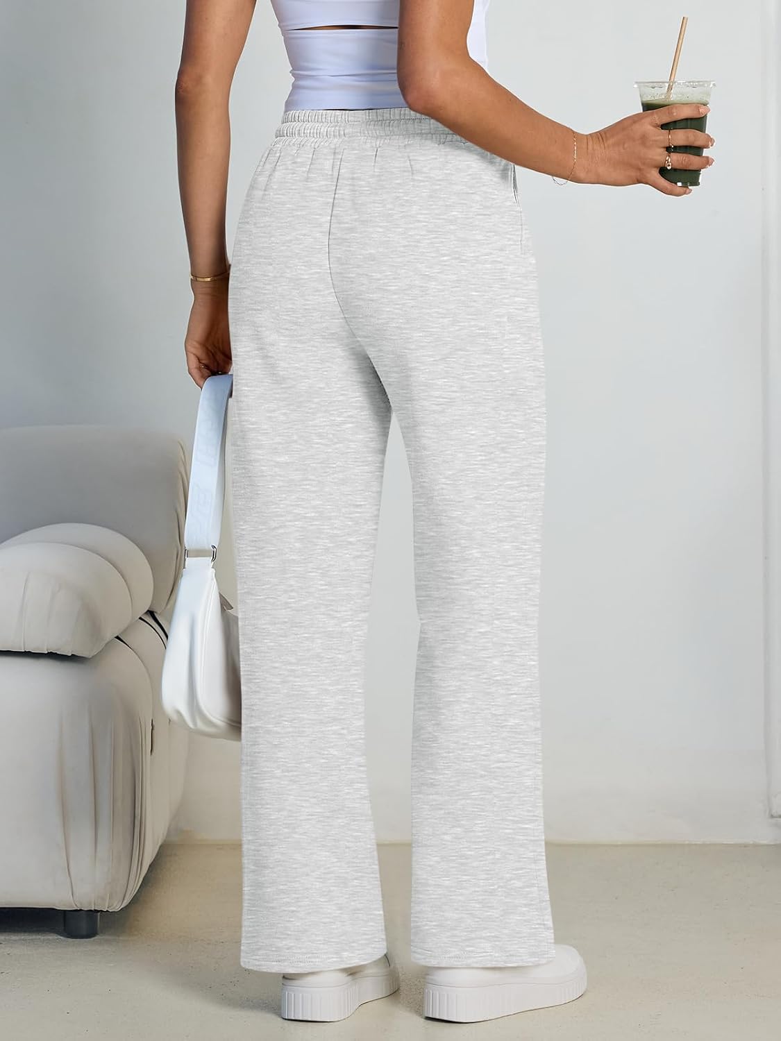 Womens Wide Leg Fleece Lined Sweatpants Winter Baggy Lounge Travel Pants Fashion Outfits 2025 Joggers Clothes