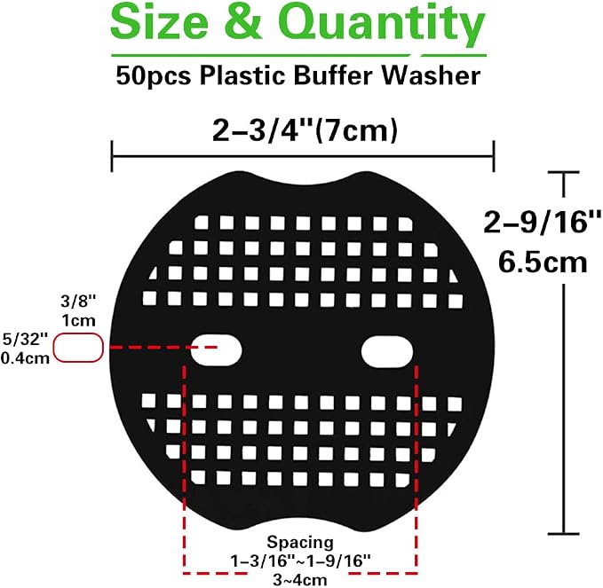 Bakulyor 50pcs Garden Staples Plastic Buffer Washer, Landscape Staple Stakes Gaskets, Yard Pins Gasket for Weed Barrier Fabric, They Keep The Barrier from Ripping & Create a Sturdier Hold - Black