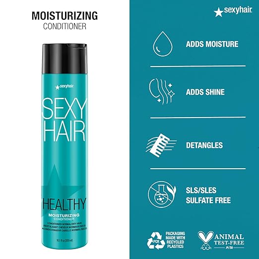 SexyHair Healthy Moisturizing Shampoo/Conditioner | Moisture, Slip, Detangling, and Shine | SLS and SLES Sulfate Free