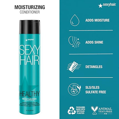 SexyHair Healthy Moisturizing Shampoo/Conditioner | Moisture, Slip, Detangling, and Shine | SLS and SLES Sulfate Free
