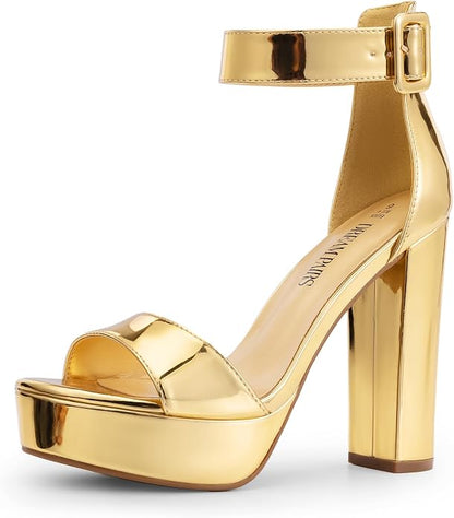 DREAM PAIRS Women's Platform High Heel Sandals | Open Toe Ankle Strap Heel Fashion Wedding Party Dress Sandals Shoes, 1.25-inch Platform and a 4.5-inch Block Heel