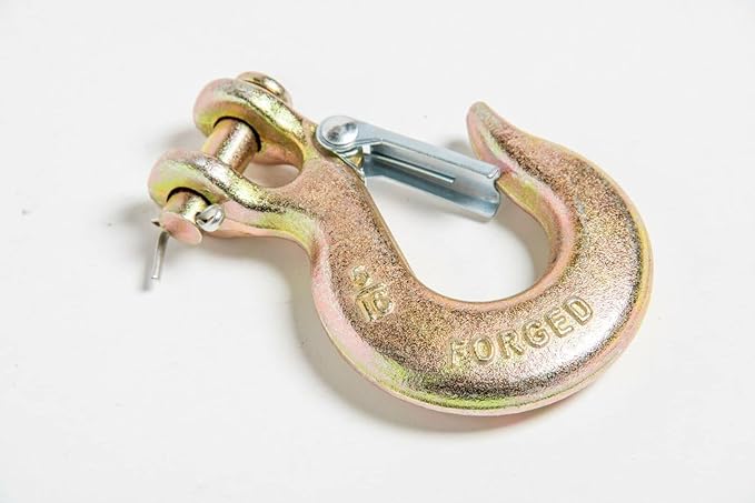 Hi-Gear Clevis Slip Hooks with Latch Safety Chain for 516'' Tow Chain, 4,300 LBS Working Capacity, Grade 70, ATV Quad Winch Cable Chain, Hook Tie Down for Towing