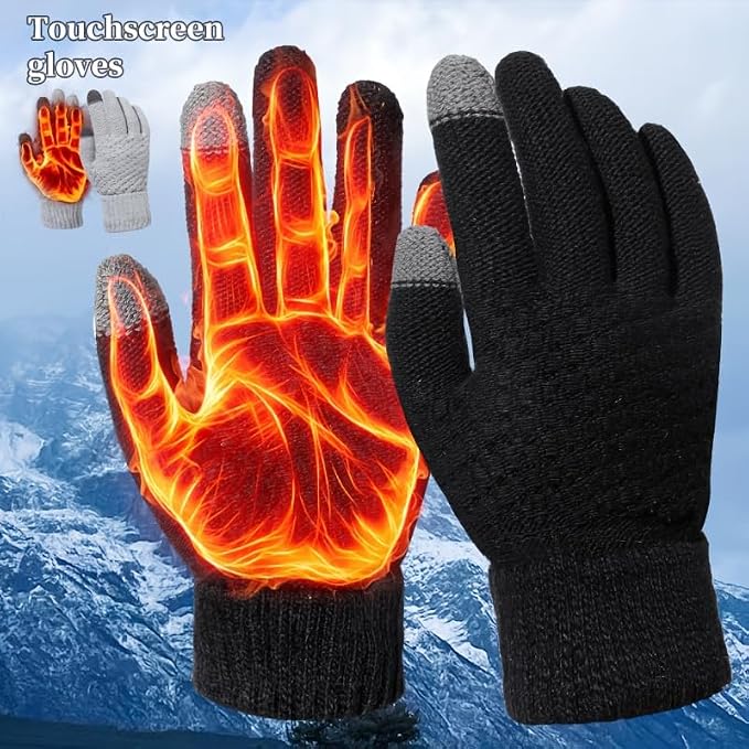 A pair of winter outdoor touchscreen gloves for driving and cycling, writing and office use