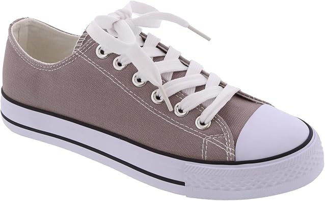 TOP Moda Women's Canvas Low Cut Top Lace Up Slip On Sneakers
