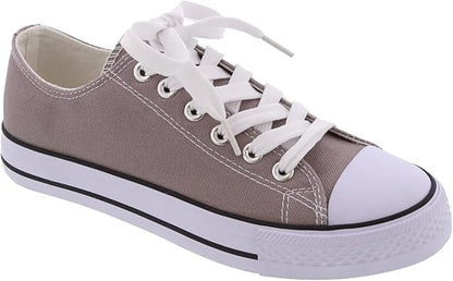 TOP Moda Women's Canvas Low Cut Top Lace Up Slip On Sneakers