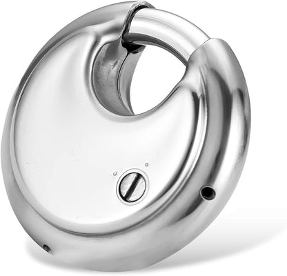 Rohuis Round Combination Lock, Uncuttable Combination Disc Padlock, 3/8 Inch Shackle Outdoor Combo Lock Discus Pad Lock for Storage Unit, Garages, Fences (1 Pack)