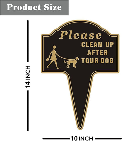 Clean Up After Your Dog Sign, Yuntarda 10”x14” No Poop Signs for Lawn No Pooping Dog Signs For Yard with Stake Double Sided Yard Sign Easy Install for Outdoor Use