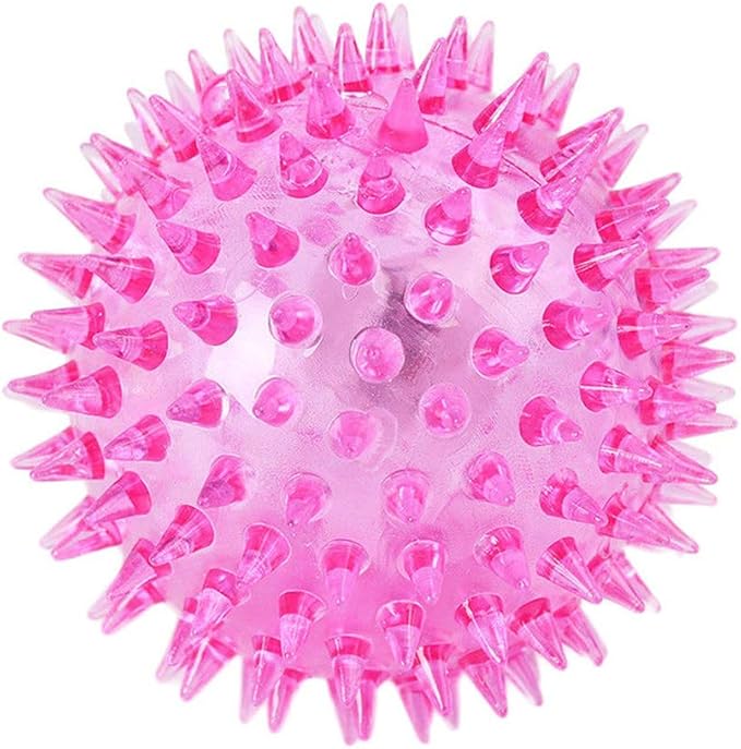 PVC Pet Dog Puppy LED B Light Up Flashing Play Toy Chasing Bounce Spiky Ball Pet to Chew But Also Imp Their Massaging Their They (c)