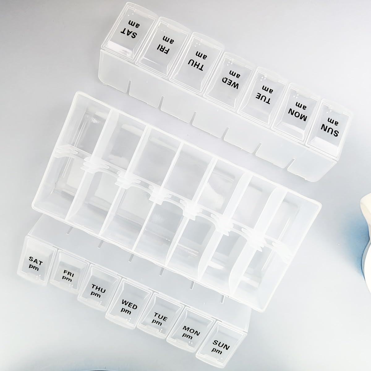 Weekly Pill Box 2 Times A Day AM/PM, 7 Day Pill Dispenser Medicine Organizer Daily Pill Container Portable Travel Pill Cases for Vitamins, Pills Tablet