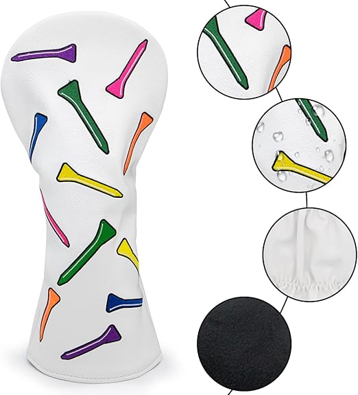Golf Headcovers,Colorful Tee Driver Headcover Fairway Wood Cover Hybrid Cover Leather 3 Wood Headcover Mallet Putter Headcover Blade Putter Cover Golf Club Covers for Odyssey Scotty Cameron Taylormade