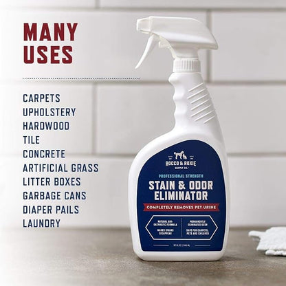 Rocco & Roxie Enzyme Stain & Odor Eliminator, 1 Gallon Bio-enzymatic urine destroyer; CRI Certified Safe; made in USA; for carpets, bedding, litter boxes, crates & cars