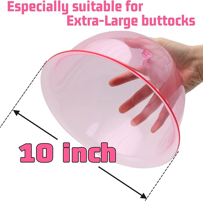ZILAMPU Vacuum Cupping Machine Accessories, XXL 10 inch Diameter Big Buttock Shape Suction Therapy Cups 250MM with Y Hose for Butt Lift,Body Massage (Pink-1 Pair)