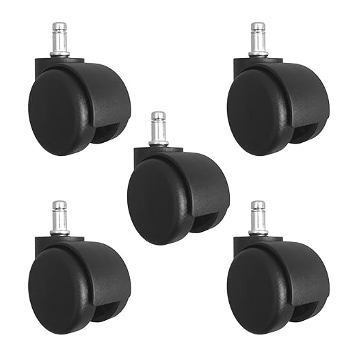 Heavy Duty Replacement Office Chair Caster Wheels 500 lbs Chair Capacity- (Set of 5) - S5490-5
