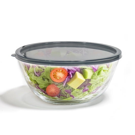 5 Quart Deep Big Glass Bowl with Lid,10 Inch Large Glass Mixing Bowl for Sourdough Bread Kitchen Salad Bread Storage, For Prepping, Marinating & Brining Kimch