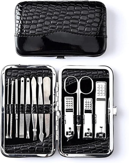12 Pieces Manicure Set Professional Nail Clippers kit Stainless Steel Manicure kit Nail Care Tools with Luxurious Leather case