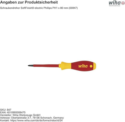 Wiha PH1 x 80mm VDE Soft Finish Screwdriver