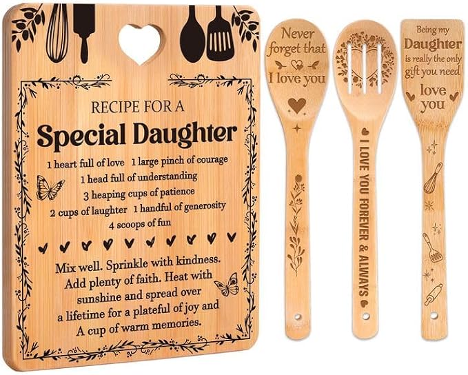 Gifts for Daughter - "Recipe for a Special Daughter" 4PCS Cutting Board Set