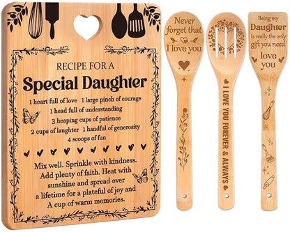 Gifts for Daughter - "Recipe for a Special Daughter" 4PCS Cutting Board Set