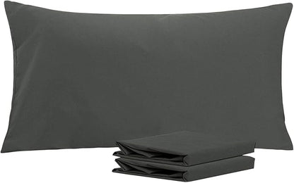NTBAY King Pillowcase Set - 2 Pack Brushed Microfiber 20x36 Pillowcases - Soft, Wrinkle-Free, Fade-Resistant, Stain-Resistant, Dark Grey Pillowcases with Envelope Closure - 20x36 Inches, Dark Grey