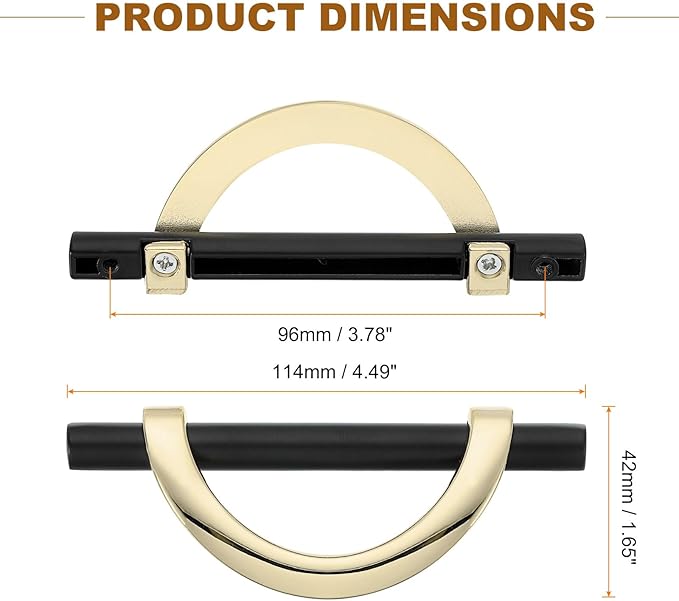 uxcell 1 Pcs 3.78 Inch Kitchen Cabinet Handles, Half Moon Drawer Pulls Cabinet Pull Sliding Door Pull with Screw, Black/Gold