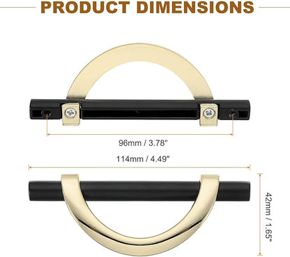 uxcell 1 Pcs 3.78 Inch Kitchen Cabinet Handles, Half Moon Drawer Pulls Cabinet Pull Sliding Door Pull with Screw, Black/Gold