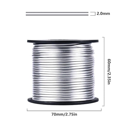 Aluminum Craft Wire, 95 Feet 2.0mm 14 Gauge Soft Silver Metal Aluminum Wire Bendable Sculpting Aluminum Wire Roll Bulk for DIY Crafts Jewelry Making