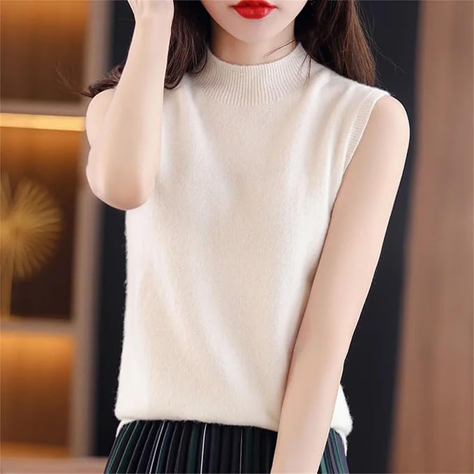 Women Knitted Cashmere vest Women Basic Solid Tank Tops Casual O-neck Slim Sweater Vest