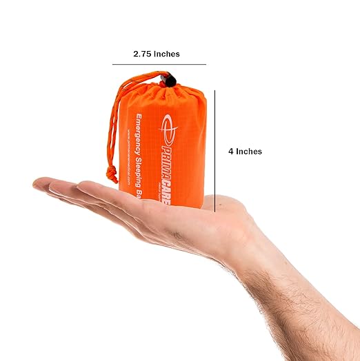 Primacare CB-3684 Emergency Sleeping Bag for Survival  Mylar BlanketTent Used for Emergencies, Camping, Hiking, Hunting, Marathons, Outdoors, and Perfect for Medical First Aid Supply Kits, Adult