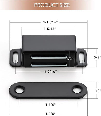Ravinte 4 Pack Black Magnetic Door Catch, Matte Black Cabinet Magnets, Strong Magnetic Catch Latch for Kitchen Cabinets, Drawers  Cupboards, Stainless Steel Closures