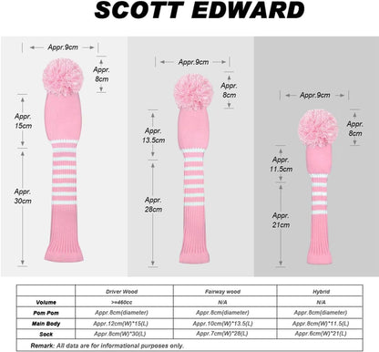 Scott Edward Golf Headcovers for Woods Set of 2 Fits Well Driver(460cc) Fairway Wood and Hybrid(UT),Beautiful and Interesting Patterns