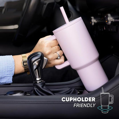 Simple Modern 40 oz Trek Tumbler with Handle and Straw Lid  Cup Holder Friendly Insulated Stainless Steel Travel Mug  Blush