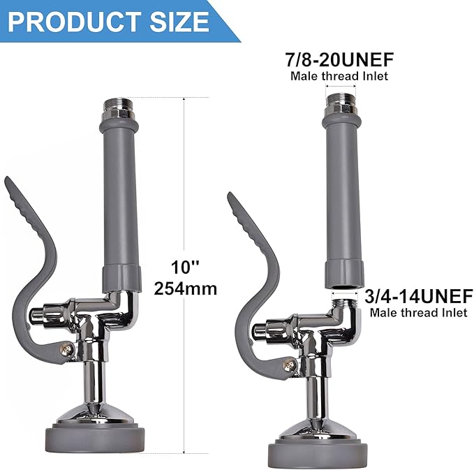 Commercial Sink Sprayer Pre Rinse Sprayer Replacement for Commercial Kitchen Faucet - 1.42 GPM High Pressure Dish Spray Pre Rinse Spray Valve with Handle Chrome Polished (Grey)