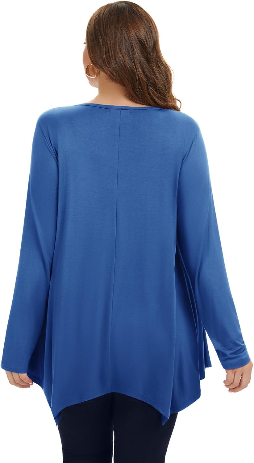 LARACE Womens Long Sleeve Flattering Comfy Tunic Loose Fit Flowy Top