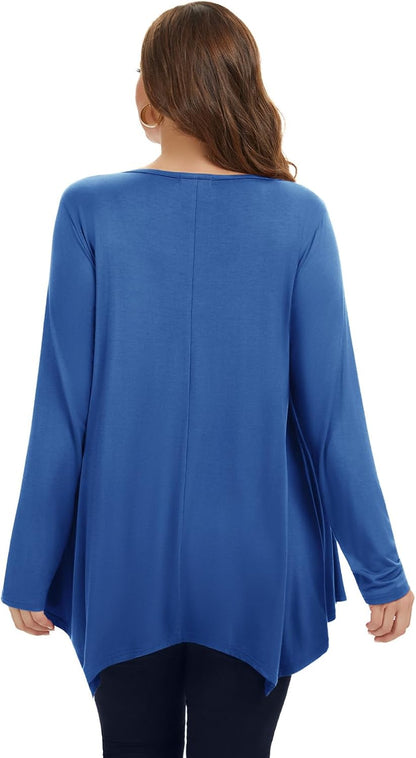 LARACE Womens Long Sleeve Flattering Comfy Tunic Loose Fit Flowy Top